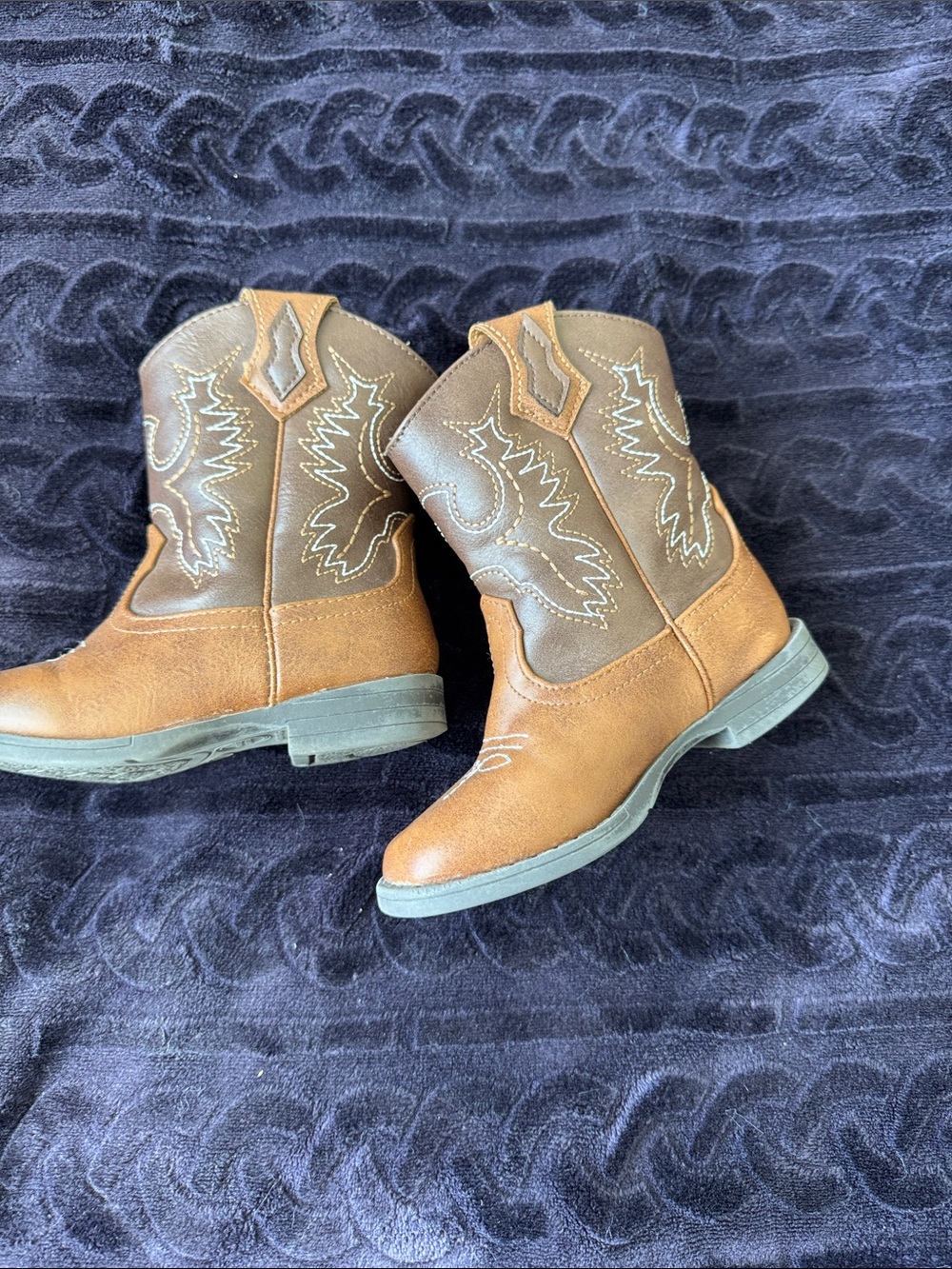 wonder nation Brown/Tan Western Cowboy Boots for Kids